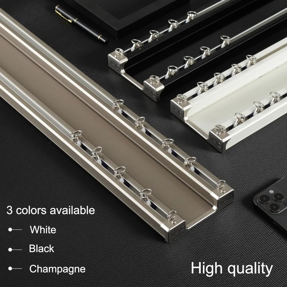 مسار ستارة منزلقة مثبت على السقف بسكة مزدوجة بلون الشمبانيا، طول 3 أمتار #2