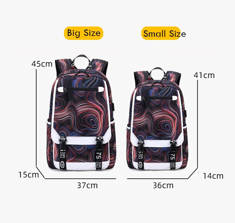 Fashion Girls Boys Kids Backpacks Teenager USB Charging Laptop Backpack Women Men Rucksack Travel Bag Mochila