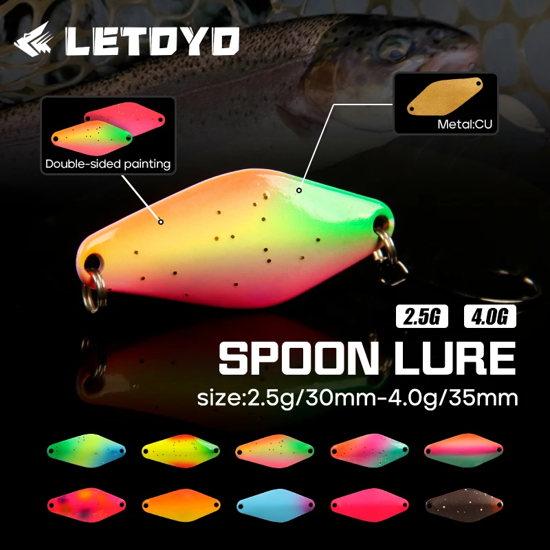 LETOYO 2,5g 4g rombo cuchara señuelo UV luminoso Spinner cebos cuchara pesca señuelo área trucha Forellen cucharas Jigspinner perca cebo