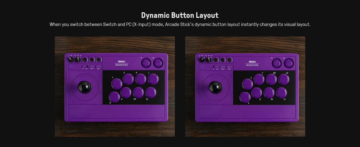8Bitdo Arcade Stick für Switch & Windows, Arcade Fight Stick mit Unterstützung für kabelloses Bluetooth, 2.4G-Empfänger und kabelgebundener Verbindung – Detail 3