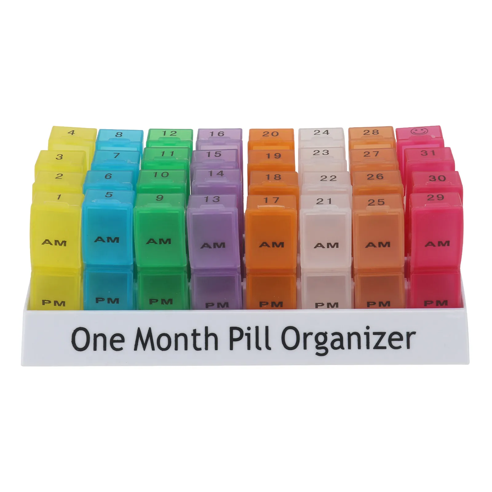 

1Pcs Eco-Friendly Monthly Medicine Organizer with Daily Compartments Portable Anti-Drop Sealed Storage Container for Home Travel
