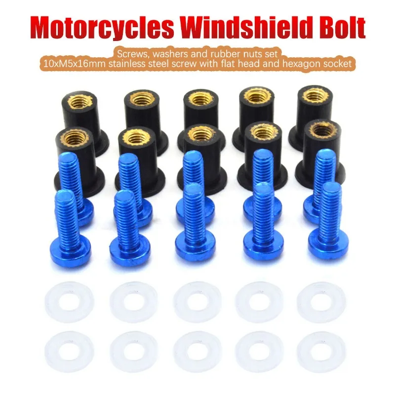 10pcs Windshield Screw Nut Sets Windscreen Bolt Kit for Yamaha YZF R1 R6 FZS 1000 YZF-R1 YZF R6 R3 R1 R7 YZFR6 YZFR3 YZFR1 YZFR7