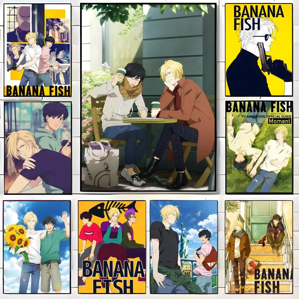 Póster de ANIME B-Banana Fish, pegatina de papel autoadhesiva impermeable, decoración de pared para cafetería, Bar, habitación