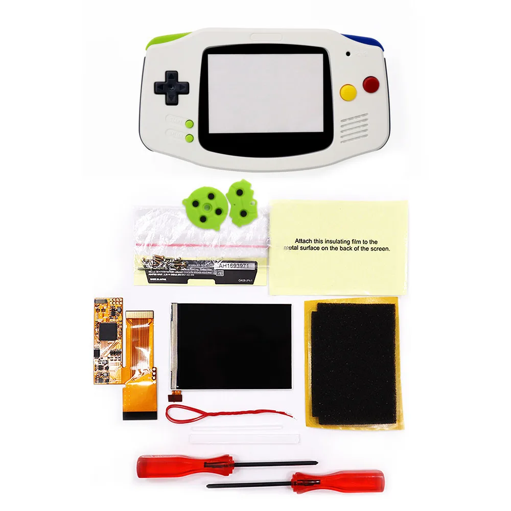 DIY IPS GBA Layar LCD 10 Tingkat Kecerahan Tinggi Lampu Latar untuk Konsol Lanjutan Game Nintendo Versi V2 dengan Perumahan Pra-potong