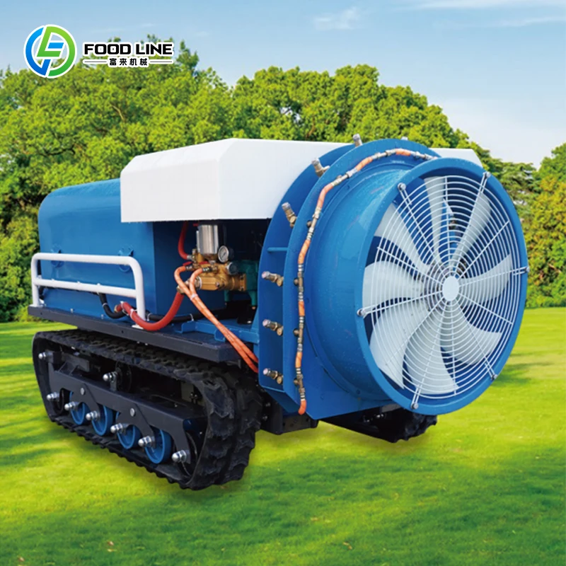 Smart Farmland Orchard Remote Control Crawler Robot Agricultural Motorized Sprayer Air Mist Blower Farm Sprayer