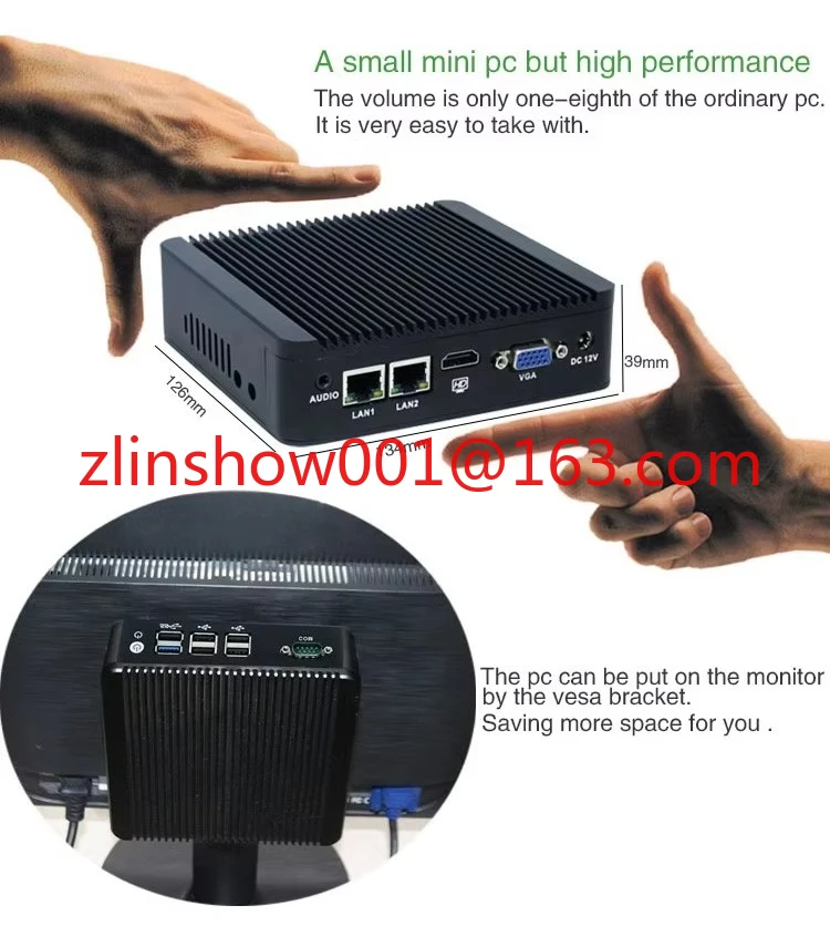 Pc Nano Mini Pc Quad Core J1900 Nano Computadora Mini computadora de baja potencia para Win 7 8 10