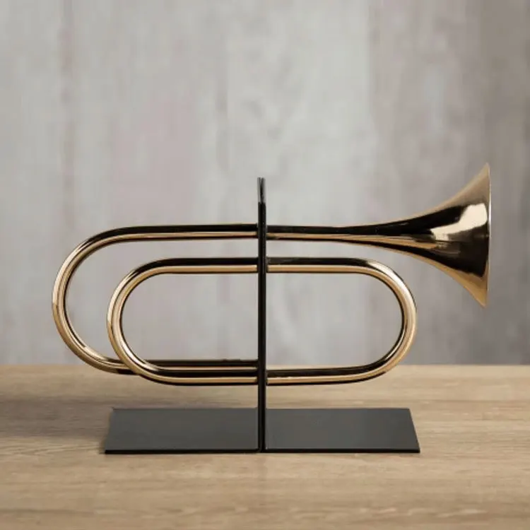 Modern creative golden horn melody book file ornament model room living room study cabinet exhibition hall display decoration