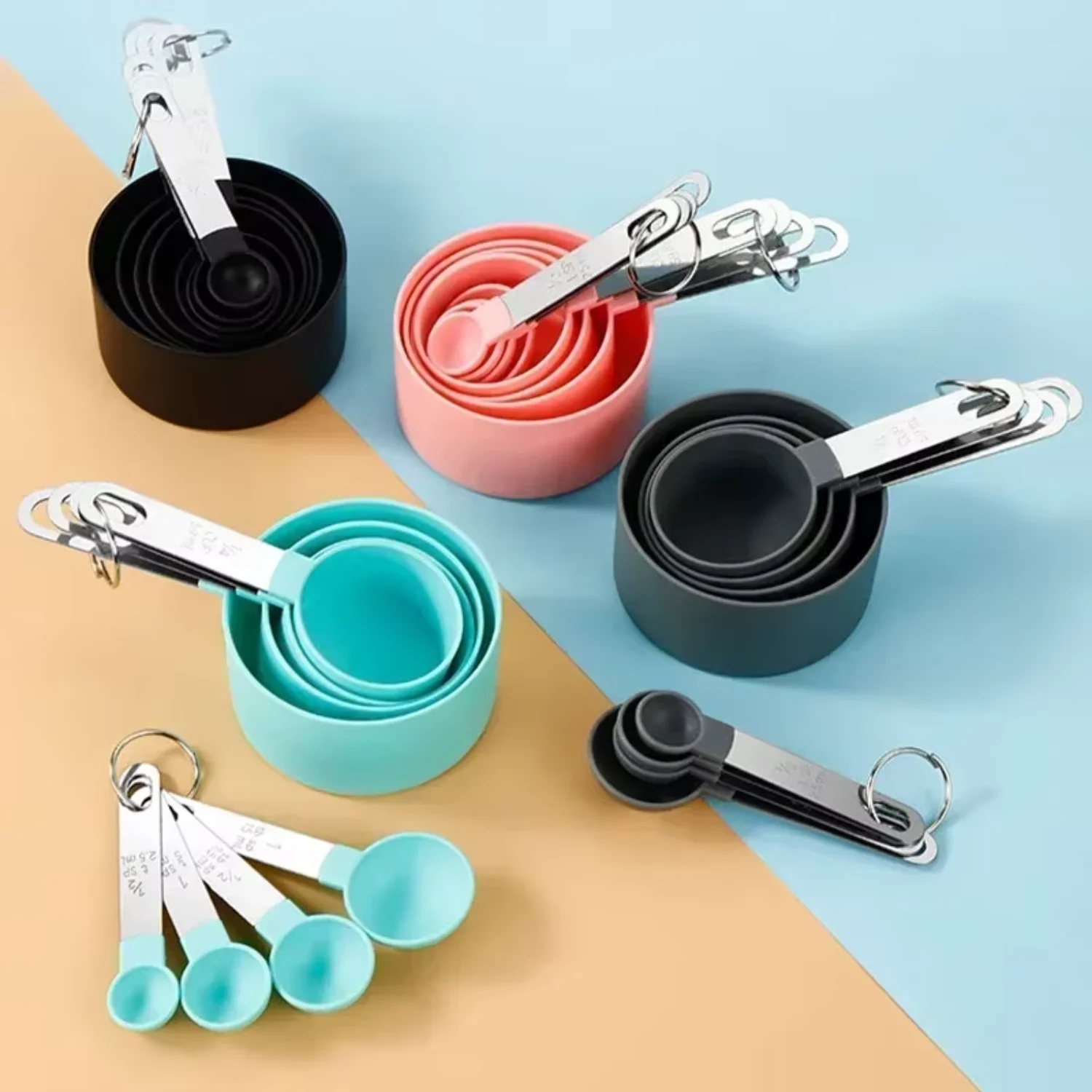 8Pcs Measuring Spoons Teaspoon Sugar Scoop Cake Baking Flour Measuring Cups Stainless Steel Handle Kitchen Measuring Tools