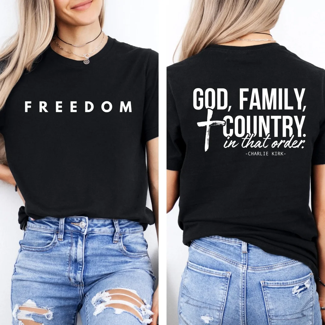 تي شيرت God Family Country للحياة المحافظة، هدية للقميص الديني الجمهوري المسيحي قميص باتريوت الأمريكي الفخور
