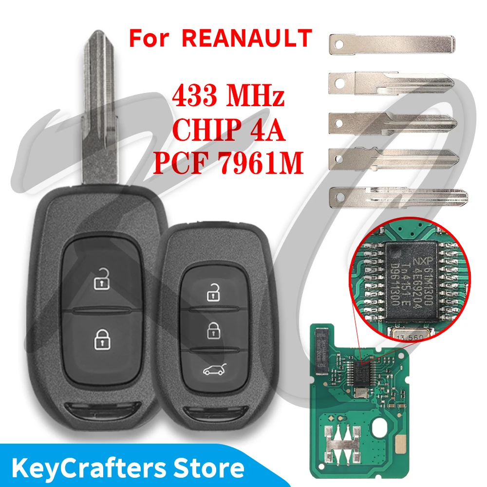KC Remote Car Key 433MHz 4A PCF7961M For Renault Sandero Dacia Logan Lodgy Dokker Duster Trafic Clio 4 Master 3 VAUXHALL VIVARO