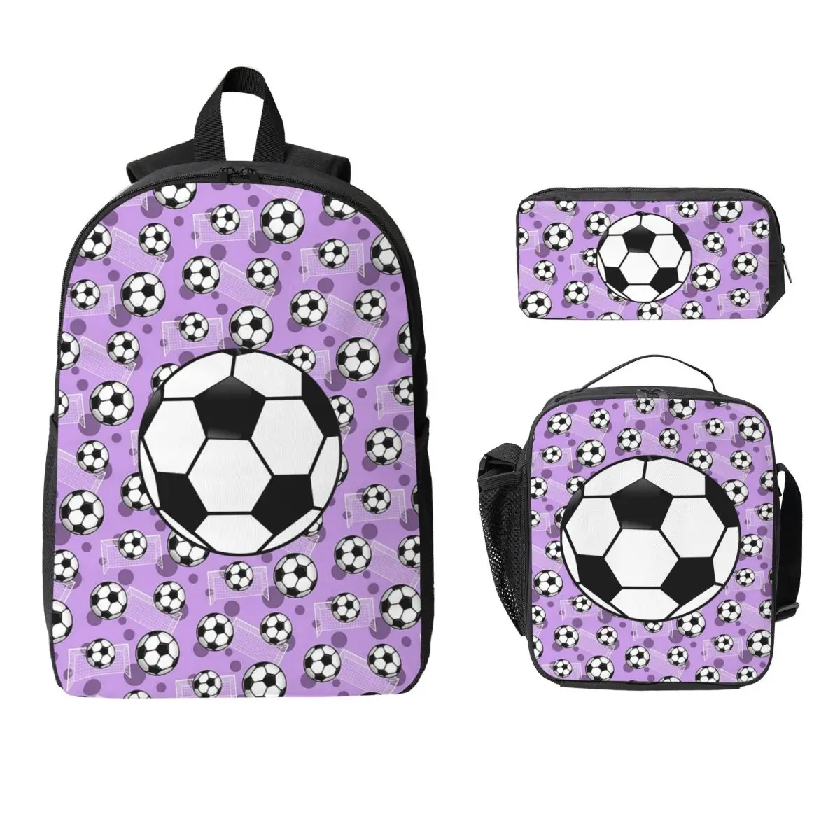 

Sports Soccer Ball Backpack Student Boys Girls BookBag School Bag Computer Shoulder Bags 3ps Insulated Lunch Bag Pencil Case
