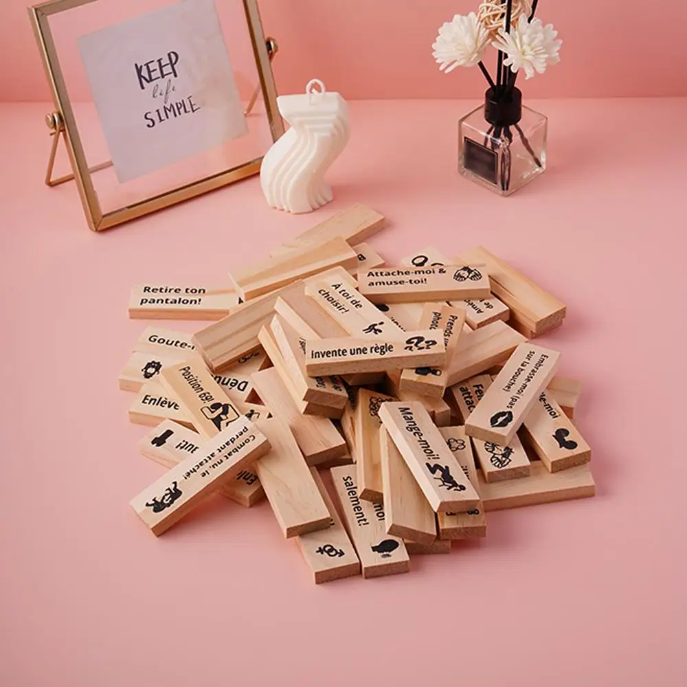 48 قطعة اللبنات التي يرجع تاريخها ليالي عيد الحب والكبار ألعاب الحفلات برج لعبة ديلوكس ألعاب الزوجين الخشبية المشاغب #5