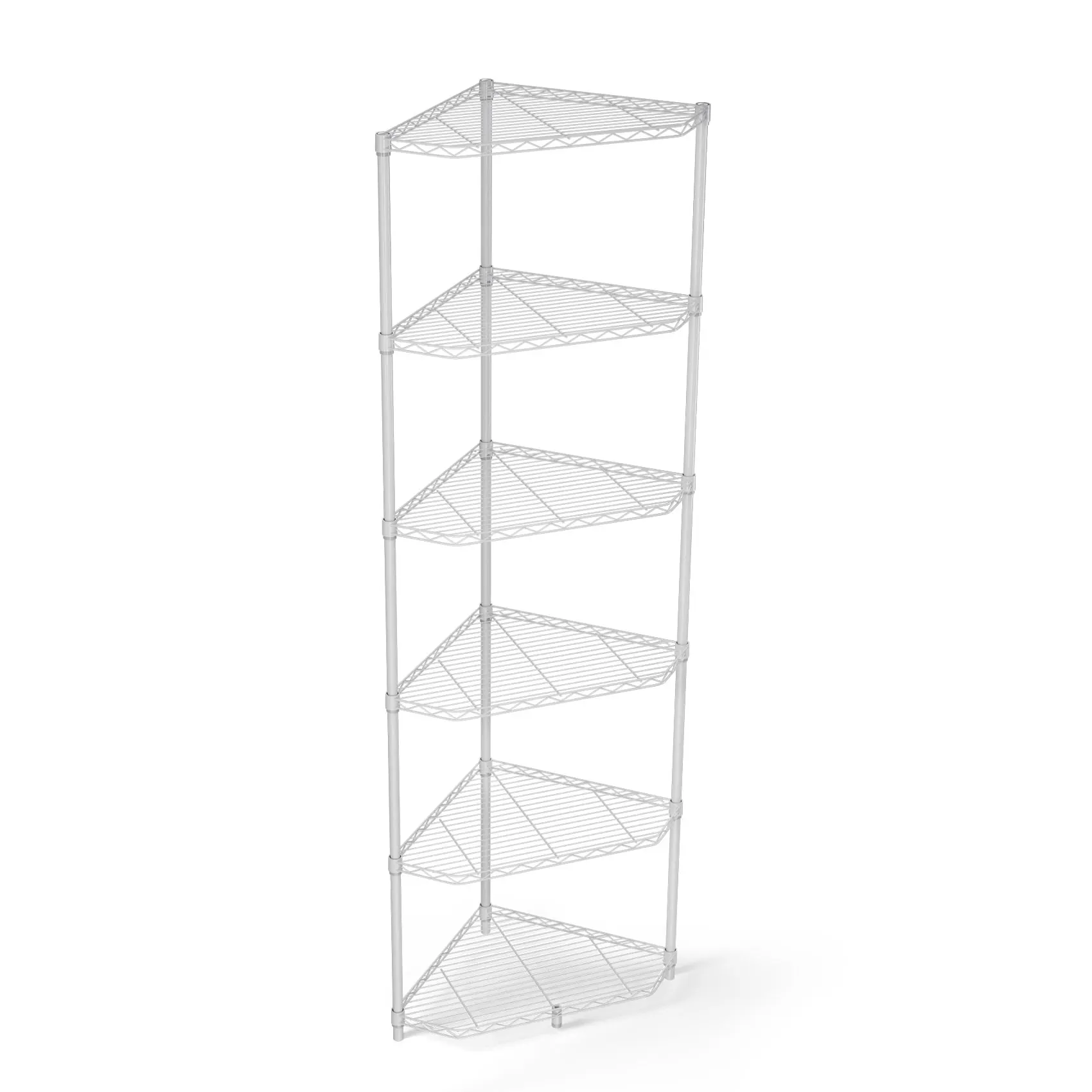 6 Tier Shelf Corner Wire Shelf Rack Pentagonal Shelves Adjustable Metal Heavy Duty Free Standing Corner Storage Display Chrome R