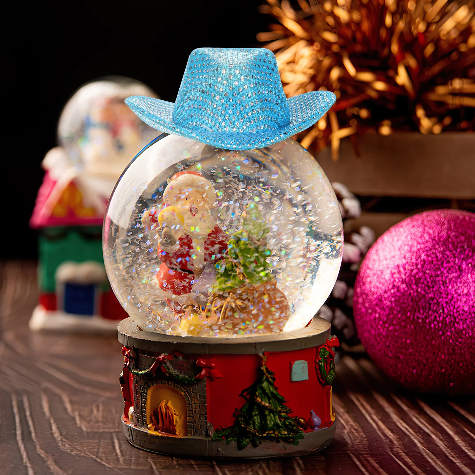 12 قطعة قبعات رعاة البقر اللامعة الصغيرة قوي البوليستر القبعات الصغيرة للمشاريع الحرفية زجاجة النبيذ القبعات العالية ديكورات الحفلات الغربية ديسكو #6