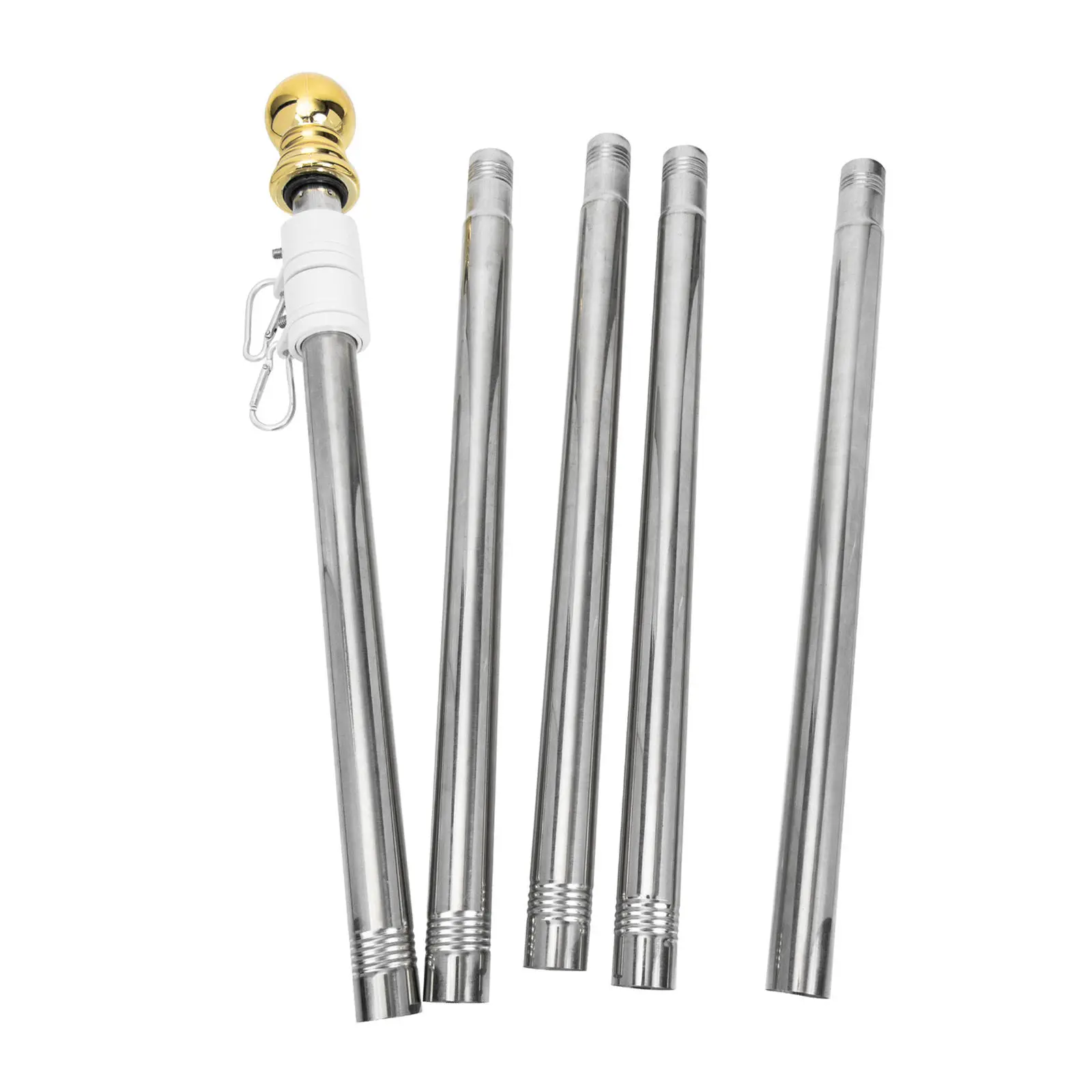 1Set Stainless Steel Flagpole Professional Rustproof Flag Pole for Ground Roof Truck Boat Mounting Free Rotation Anti-Twist