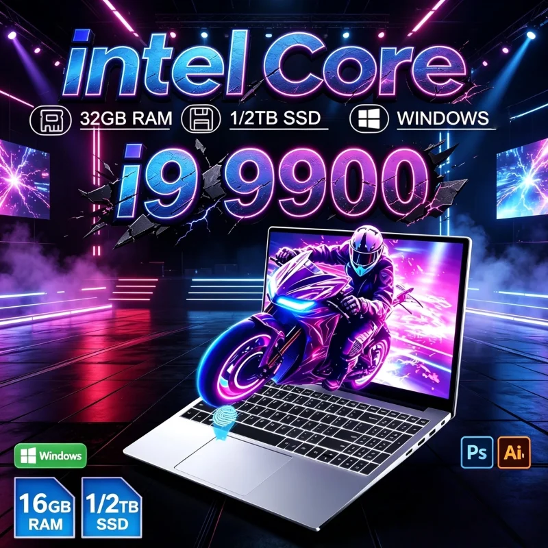 Intel Core i9 9900 15.6 Inch Ultra Slim Notebook 8C 16T 5GHz 32GB DDR4 512GB 1TB 2TB SSD 1920x1080 Gaming Office Pro Max