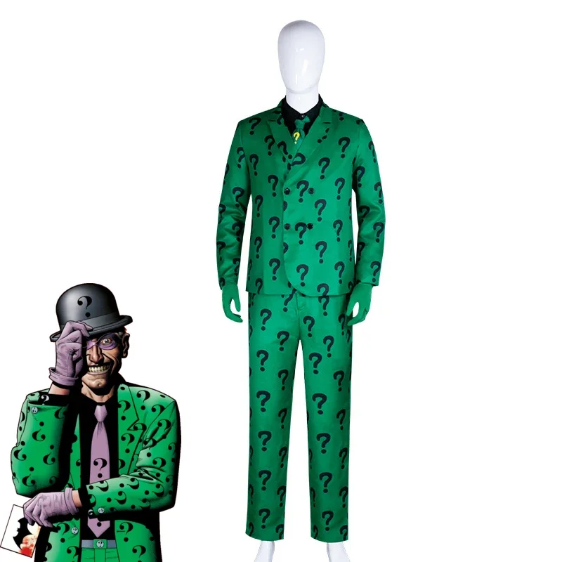 Men Green Question Mark Suit Adult The Riddler Edward Nygma Cosplay