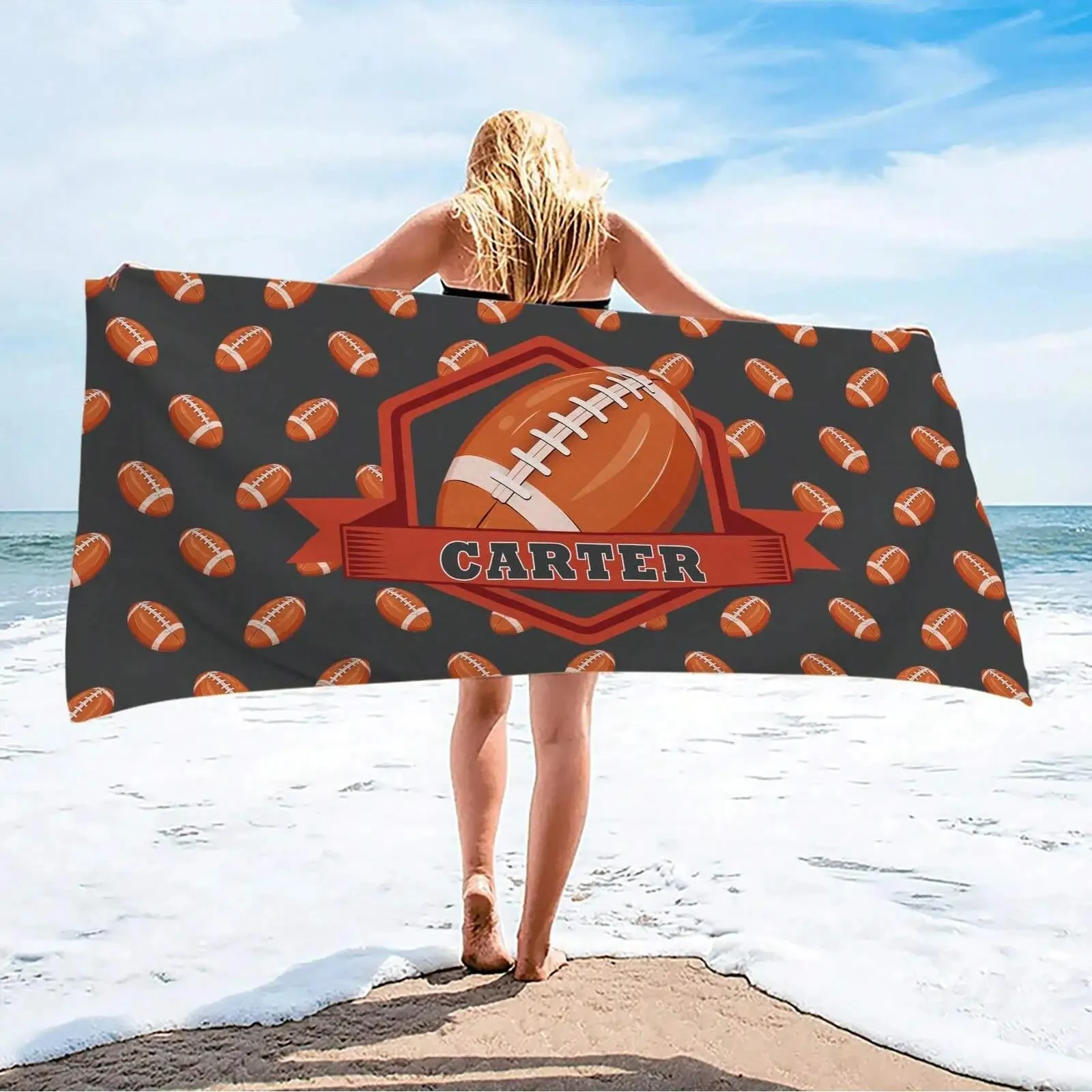 Personalized Name Beach Towels Soft Travel Quick-drying Absorbent Lightweight Sports Teams Swimming Customized Towel Blanket