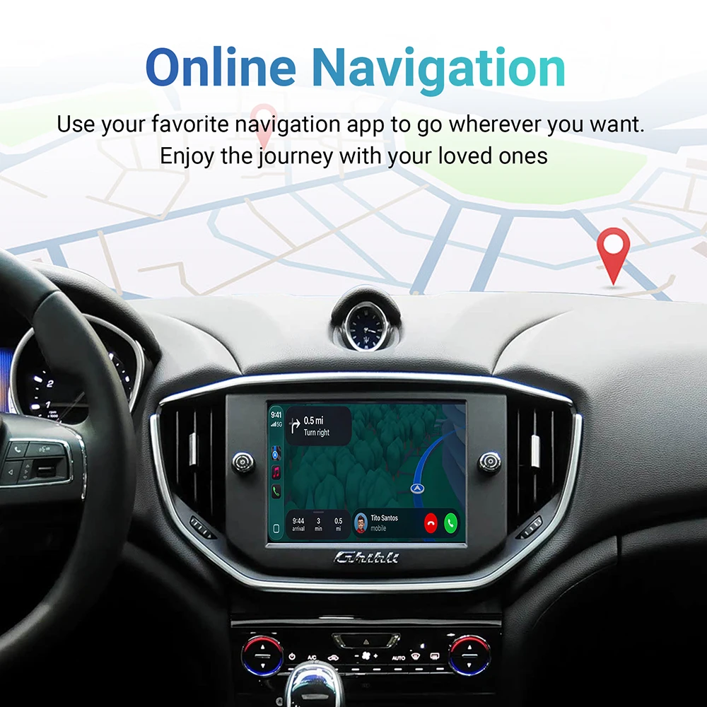 صندوق فك التشفير اللاسلكي CarPlay Android Auto لواجهة Maserati Quattroporte Ghibli CarPlay