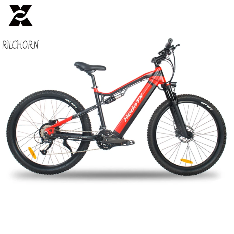 

New Central Motor Peak 500W 48V 15.6AH Battery 27.5Inch Ebike Full Suspension 27 Speed Aluminum Alloy Frame Hydraulic Brakes