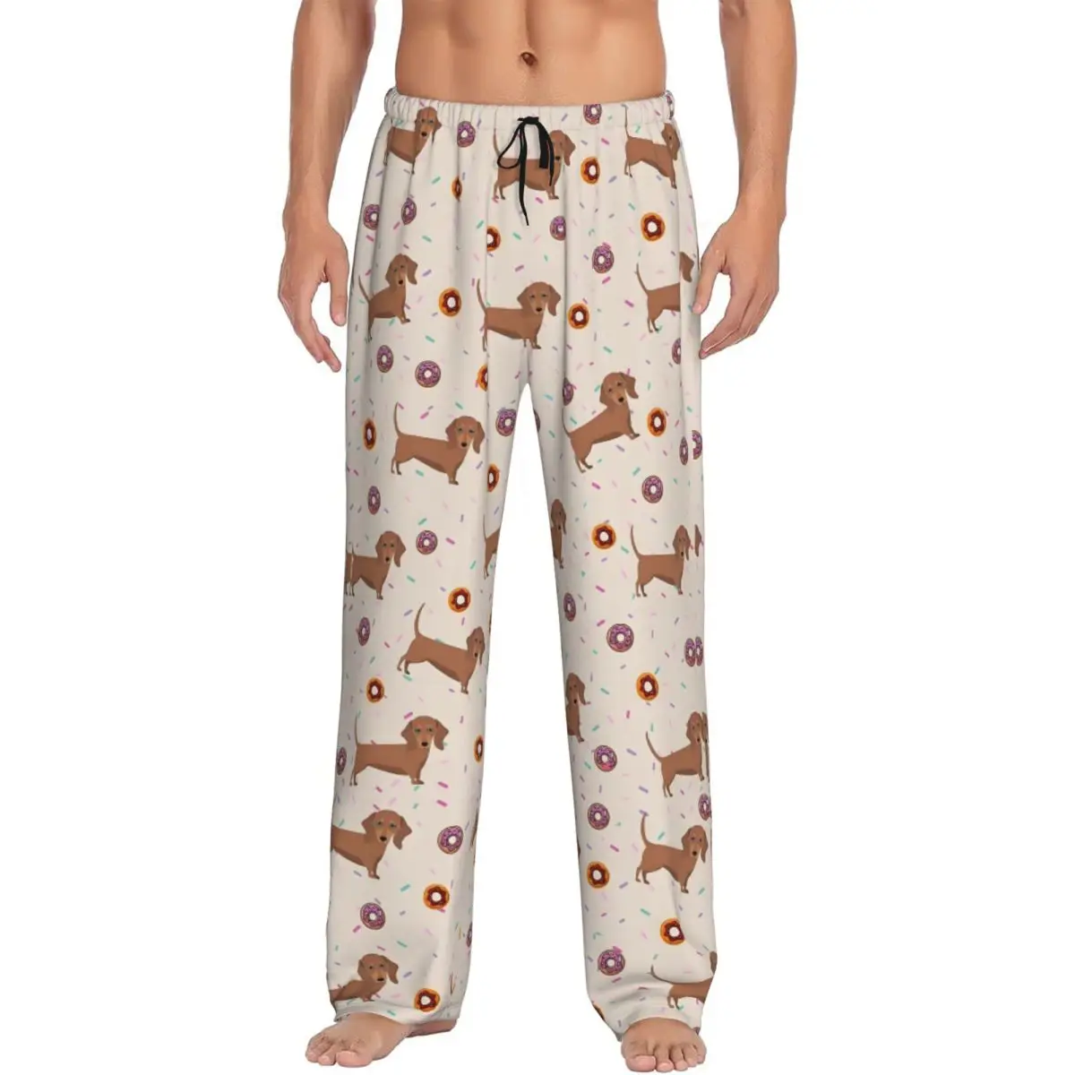 

Custom Print Dachshund Dog Pajama Pants for Men Sausage Dogs Sleep Sleepwear Bottoms with Pockets