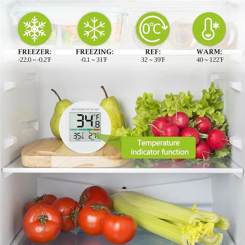 ABMO Small Digital Refrigerator Thermometer 2 Pack IP65 Waterproof Forrefrigerator, Freezer Scenes
