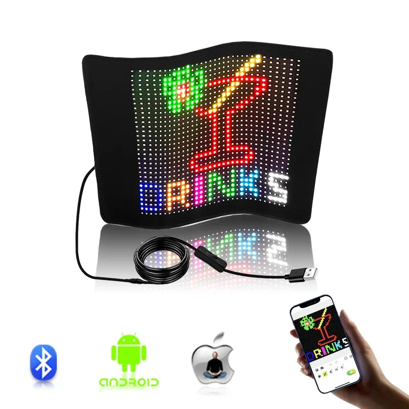 LED Screen Sign Advertising RGB Scrolling Message Display Board Foldable App Soft Flexible Led Panel DIY Car Rear Window Display