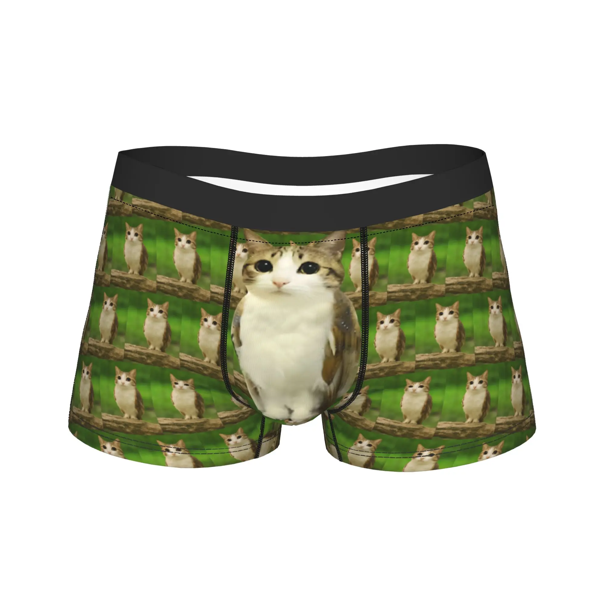 

Cat Meowl Underwear Man Panties Print Funny Trunk Trenky Shorts Briefs Large Size