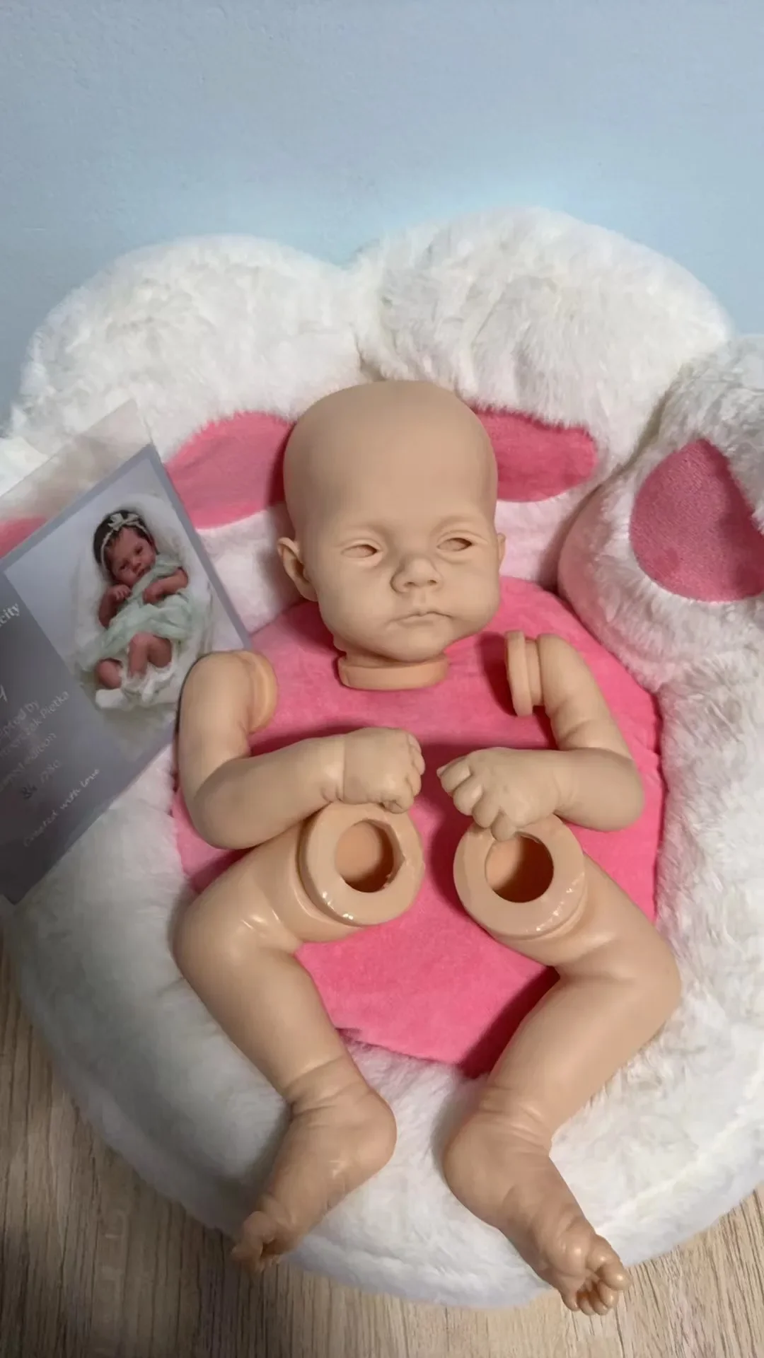 EGO Customized Unpainted Kit 20''Reborn Baby Lily By Joanna Kazmierczak With Cloth Body With Coa
