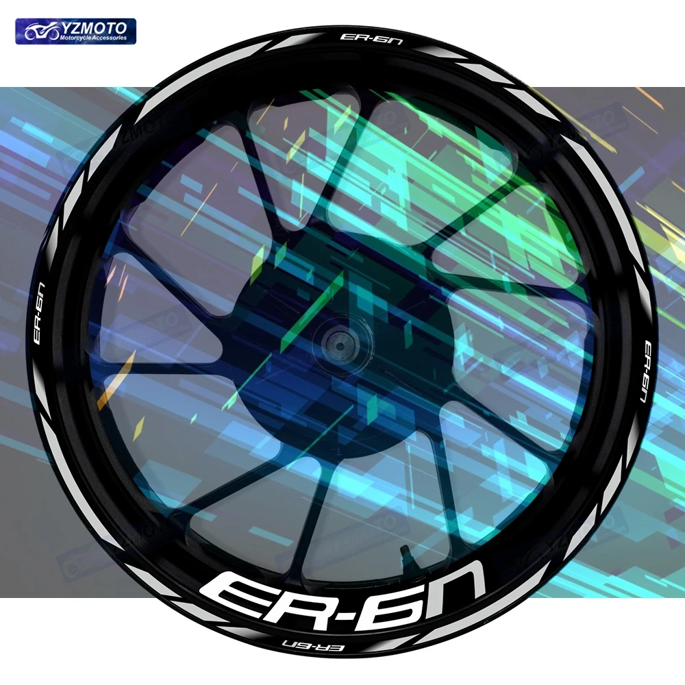 

For ER-6N ER6N Motorcycle Accessories 17 Inch Front And Rear Racing Decal Wheel Waterproof Reflective Rim Decorate Stickers