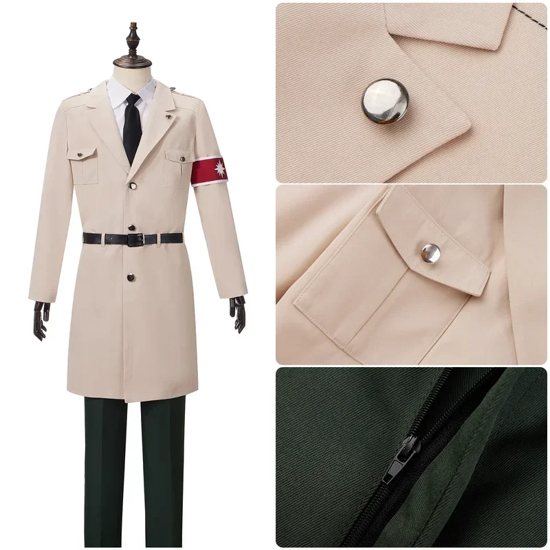 Anime Zeke Yeager Cosplay Costume Men Suit with Belt Outfit Halloween Party Role Play Suits