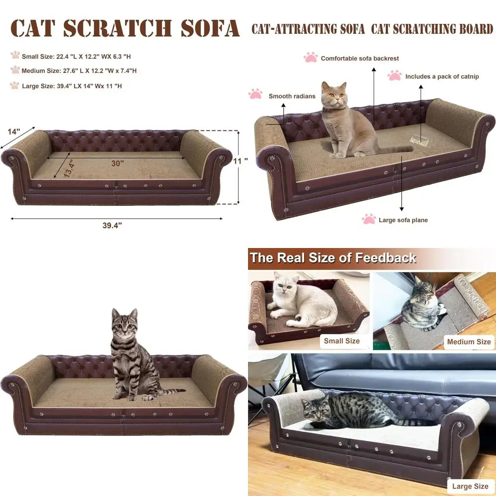 

Brown Indoor Scratching Post with Lounge Bed, 39.4 Long, 14 Wide, 11 High