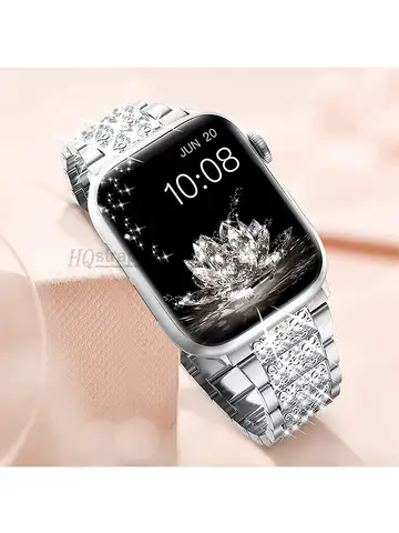 Diamond Bling Strap For Apple Watch Band 40mm 45mm 44mm 41mm 42mm 38mm Metal Belt For IWatch Series 8 7 SE 6 5 4 Women Bracelet
