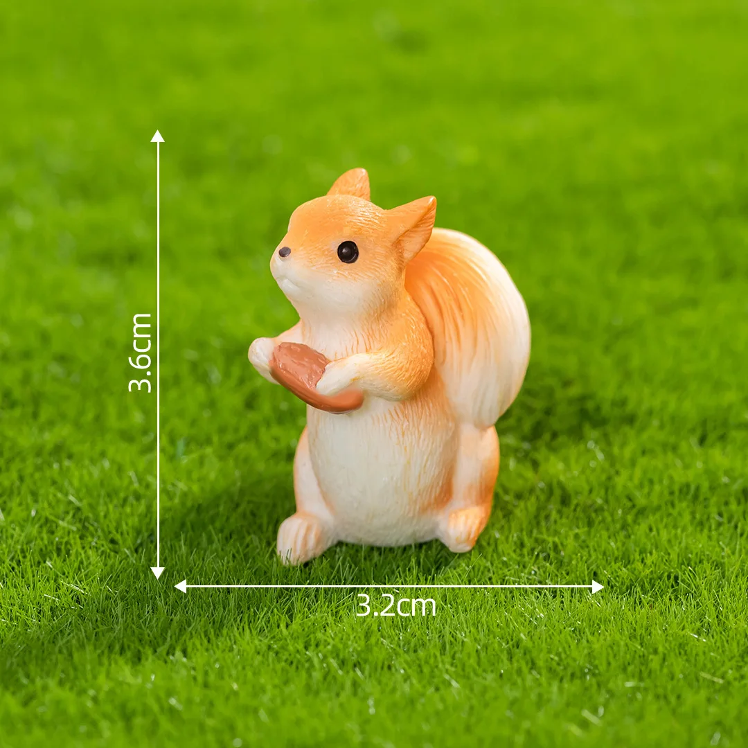 منمنمات سنجاب واقعية لطيفة للمناظر الطبيعية الصغيرة الطحلب، حديقة الجنية، ديكور بونساي، ملحقات تررم ذاتية الصنع