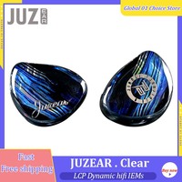 JUZEAR Clear In Ear Earphone 10mm LCP 1DD HiFi IEMs Dynamic DJ Monitor Earbuds 2 Pin 0.78mm 18AWG 6N Single Crystal Copper Cable
