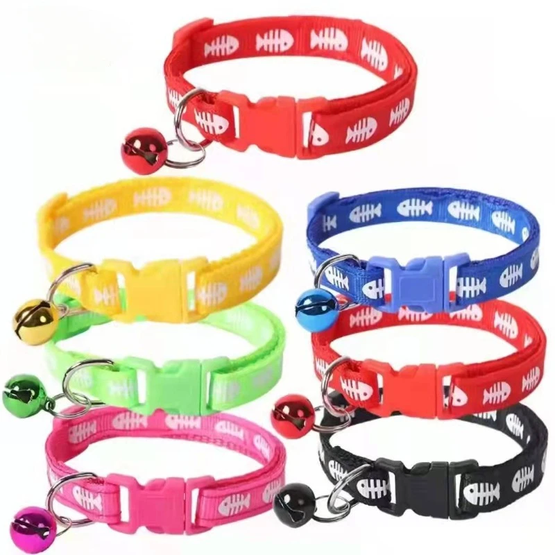 

1.0Cm cat neck ring, anti-loss, fishbone print, pet collar, bell collar.