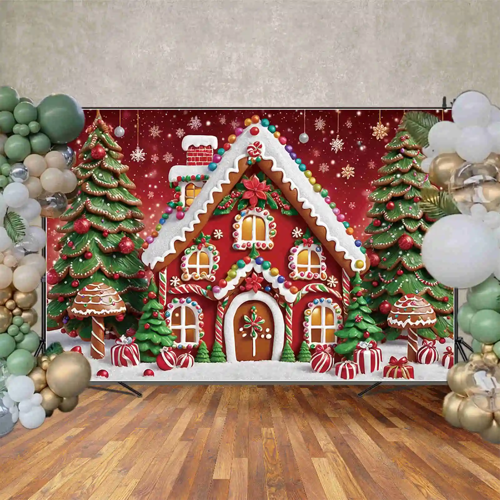 MOON.QG Рождественская елка конфеты тростник фоны детский имбирный Дом мяч 2025 фоны фотография зоны реквизит