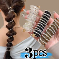 1/3Pcs Telephone Line Hair Rope Women Crystal Ponytail High Elastic Hairbands Girls Resin Hair Ties Scrunchies Hair Accessories