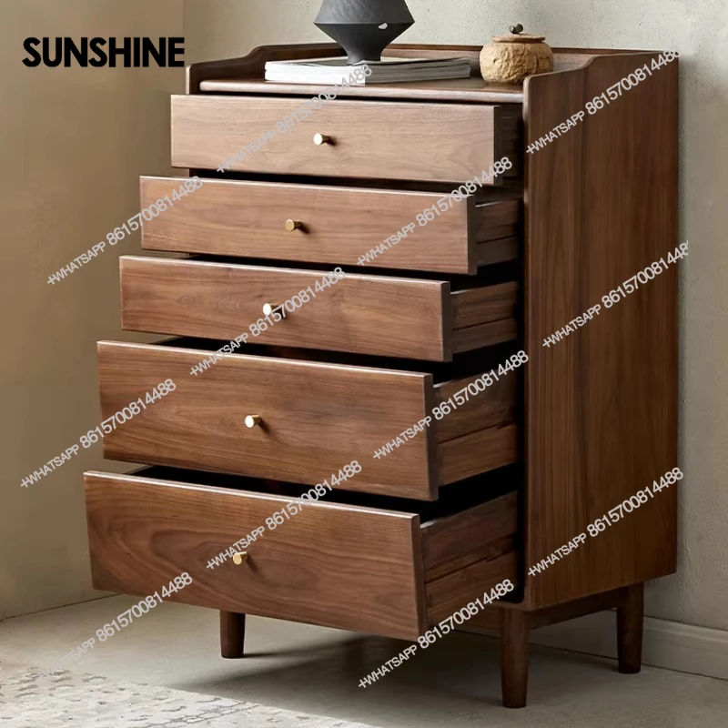 

Североамериканский комод из цельного дерева черного ореха для гостиной, простой современный комод