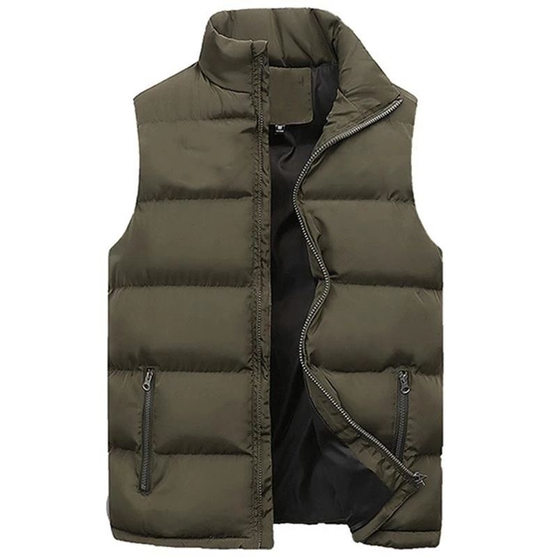 Men and Women Fashion Autumn Winter Waistcoat Coats & Jackets Thicken Stand Collar Solid Color Cotton Vest Down Jacket Sleeveles