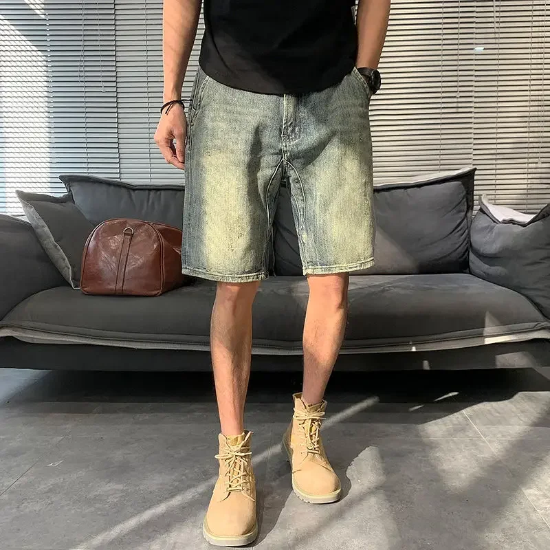 Kurze Jeans Hosen für Männer übergroße große Größe gerade Mann Denim Shorts Streetwear Luxus y2k Mode Knöpfe Harajuku Trend