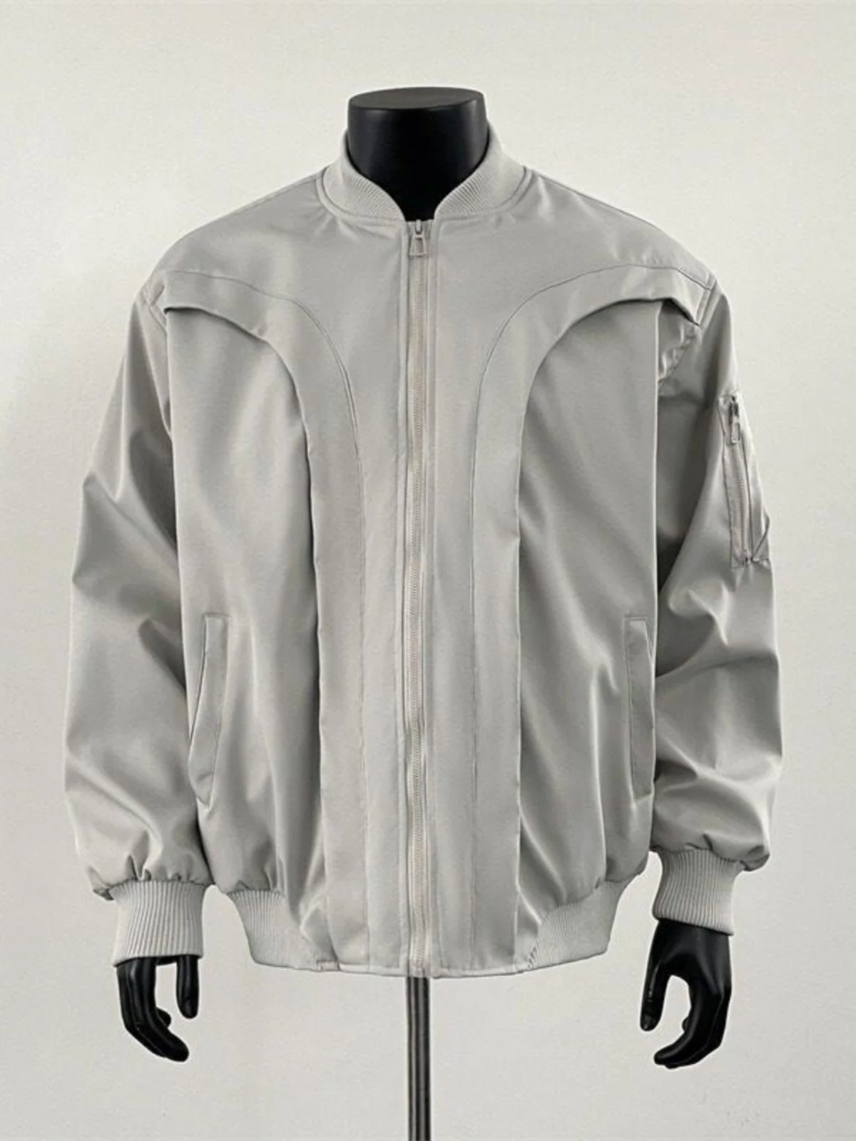 

Spring Autumn Men's Bomber Pilot Jaet Deconstructed Baseball Sle Loose Fit ort Sve Polyester Casual Outerwear