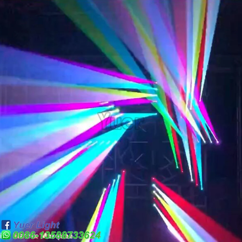 DJ RGB เลเซอร์6หัวเลเซอร์ค่าเฉลี่ยหลอดไฟหน้า Strobe Beam เลเซอร์3IN1 Stage Effect เครื่องฉายไฟดิสโก้เที่ยวกลางคืนบาร์