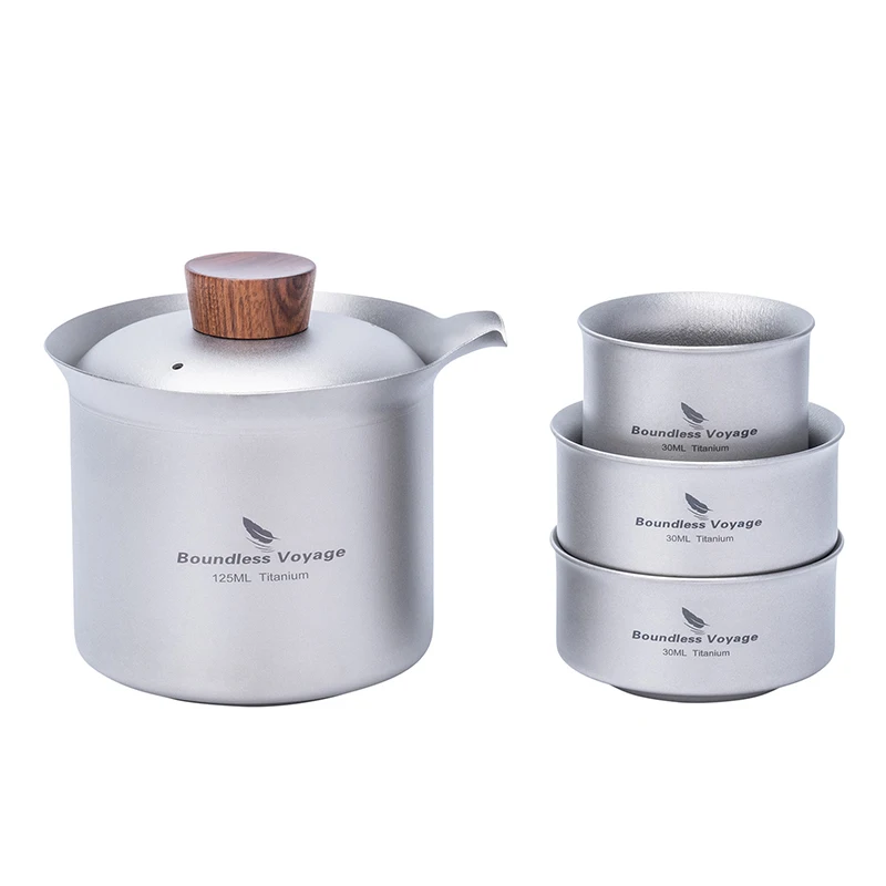 

Boundless Voyage Titanium Tea Maker, Double-Layer Anti-scalding Drinkware,Outdoor Camping Tableware, Titanium Teapot Tea Cup