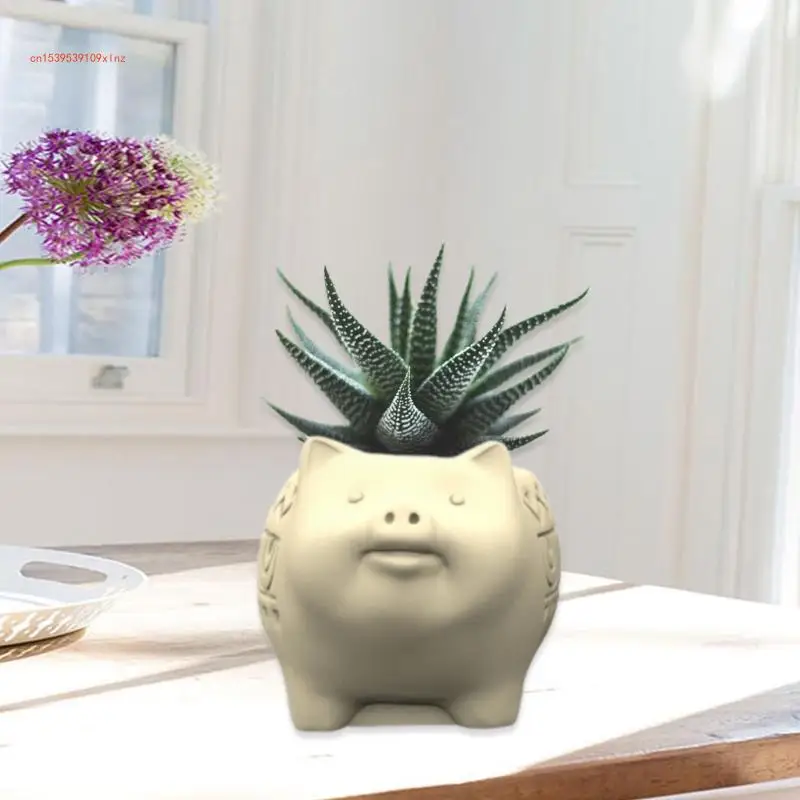 ใช้งานง่ายกระถางดอกไม้แม่พิมพ์ Piggy Shaped Planter แม่พิมพ์ซิลิโคนส่วนบุคคล Succulent แจกันเครื่องประดับ Crafting Mould