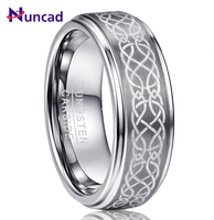 Nuncad Men's 8mm plating Laser Knot Brushed Tungsten Carbide Wedding Band Rings Polished Step Comfort fit Size 6-14