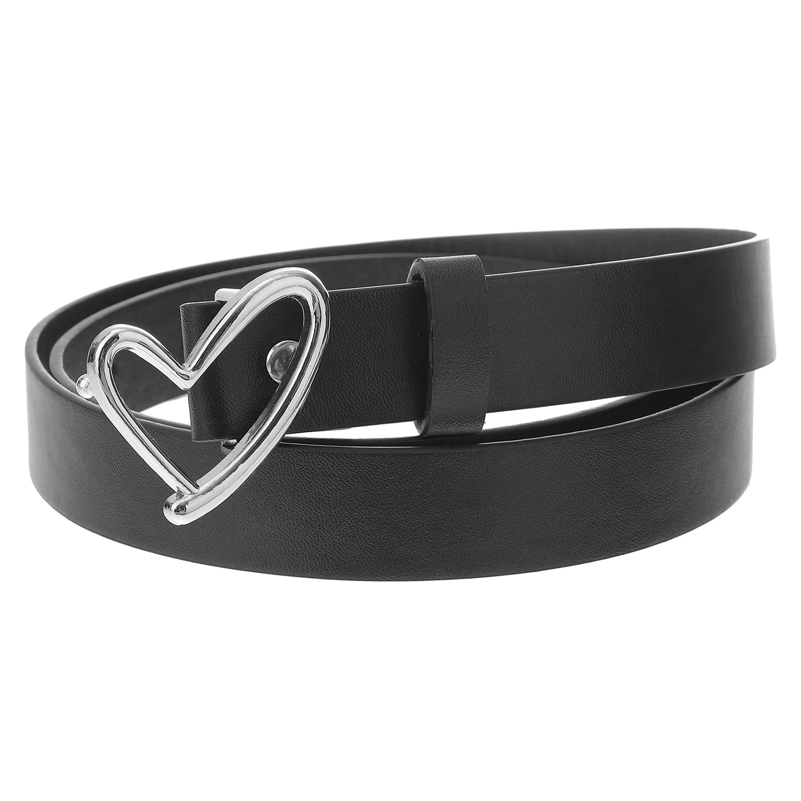 

Black Women Belt Dress Belts Adjustable Length Elastic Waistband For Skirt Jeans Heart Buckle Classic Color Fashion Accessories