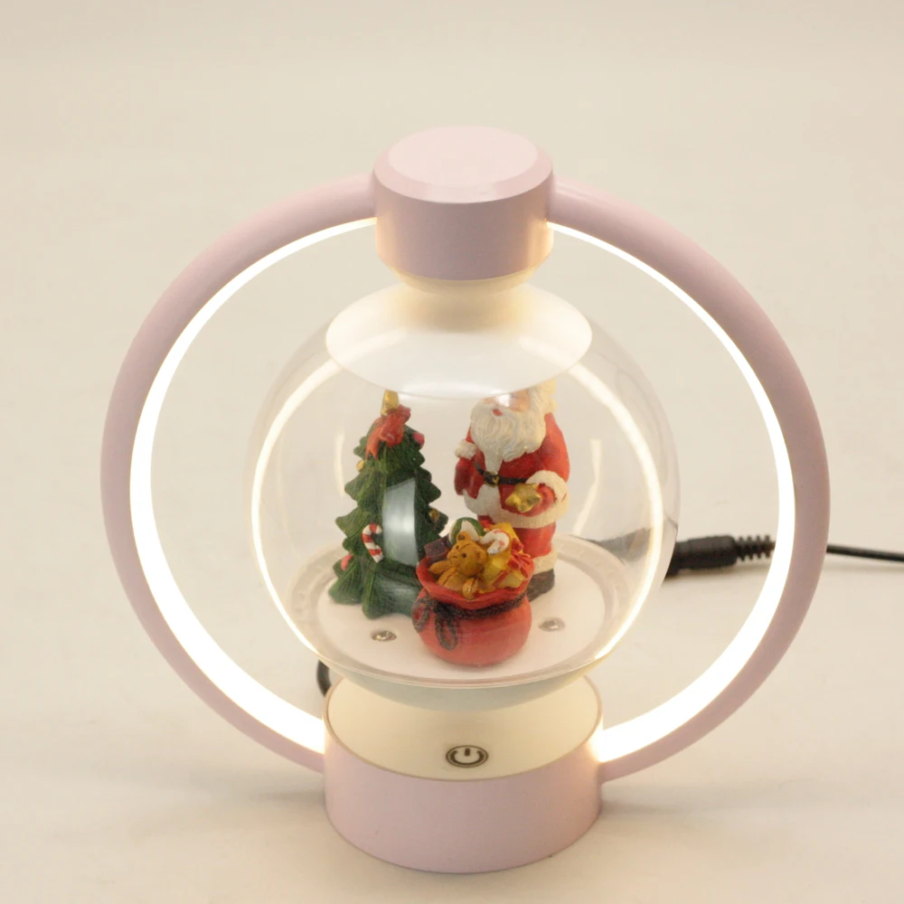 Popular Hot sell Levitating Santa for Desk Christmas Party Decoration  Hovering Santa Claus Figurine Festive Mood Maker with LED