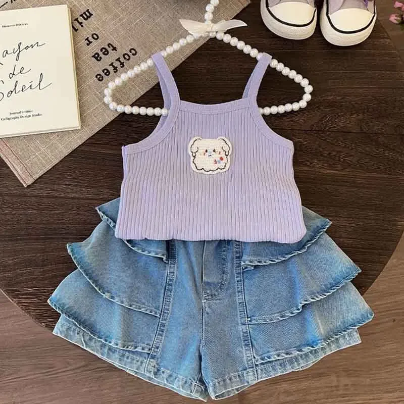 Baby Girls T-shirts for Kids Summer Sleeveless Knitted Tops Vest Outfits Girls Cute Halter Tops Tees Children Clothing 1-12 Year image 6
