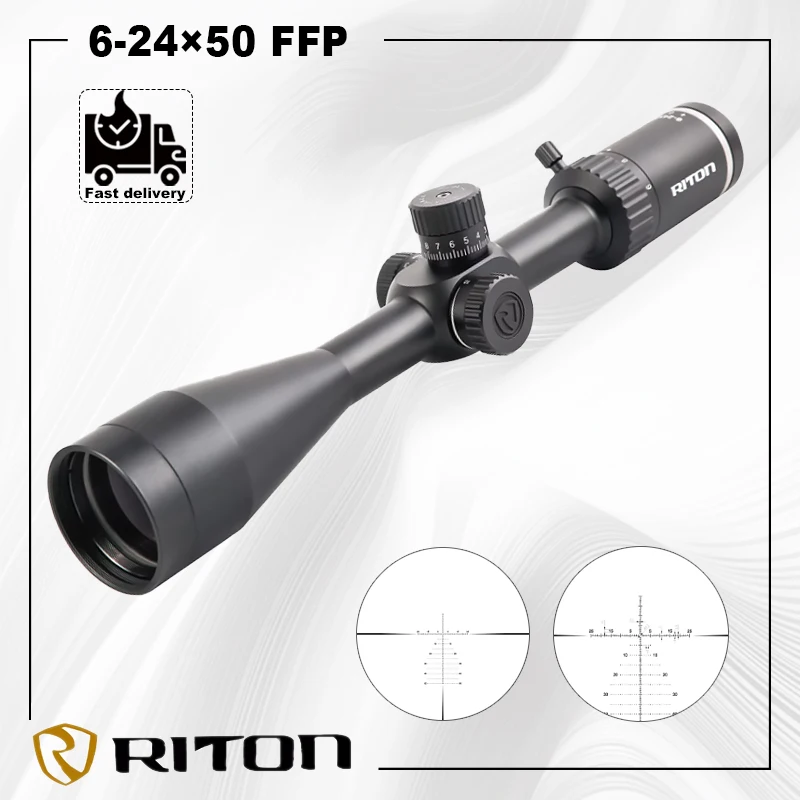 

RITON 1 Conquer 6-24×50 FFP Features R3 Zero Stop Turrets Riflescope For Hunting Airsoft Spotting Ranging ReticleRifle Scopes